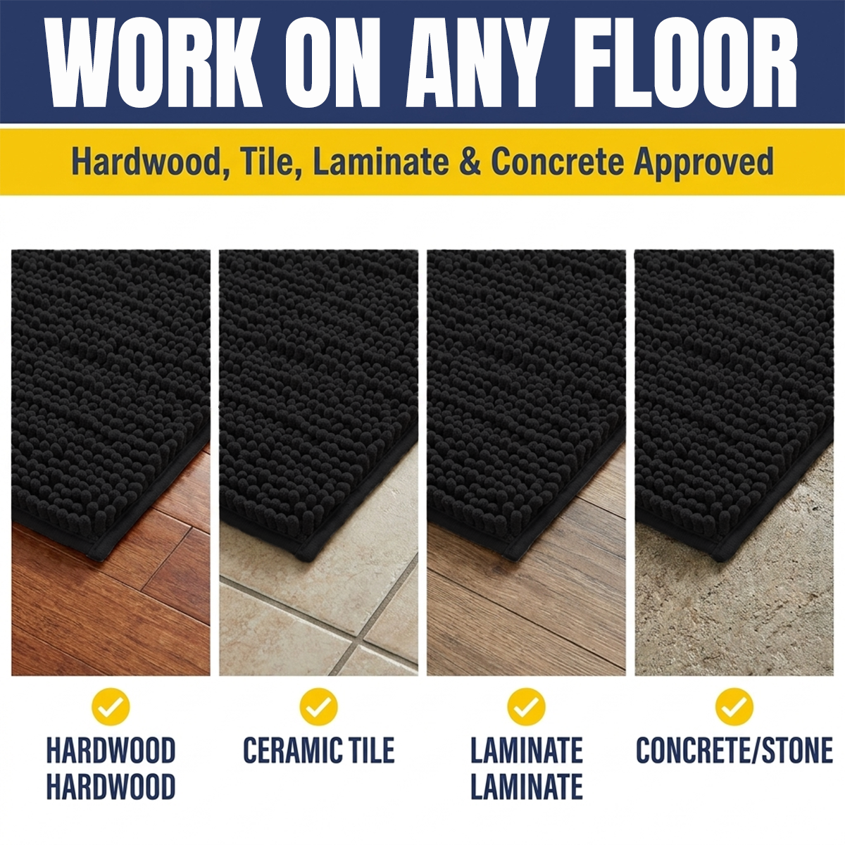Muddy Mat® MudMax Dog Door Mat for Muddy Paws – Ultra Water Absorbing Mat Chenille Muddy Carpet® Soaks 5X Water, Microfiber Quick Dry, Slip Resistant Machine Washable Indoor Mat