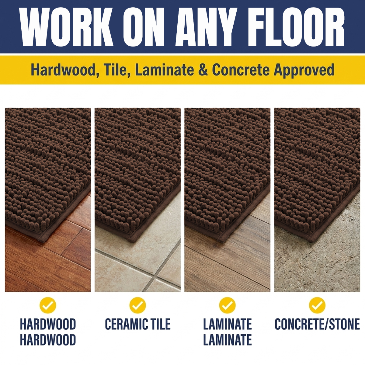 Muddy Mat® MudMax Dog Door Mat for Muddy Paws – Ultra Water Absorbing Mat Chenille Muddy Carpet® Soaks 5X Water, Microfiber Quick Dry, Slip Resistant Machine Washable Indoor Mat