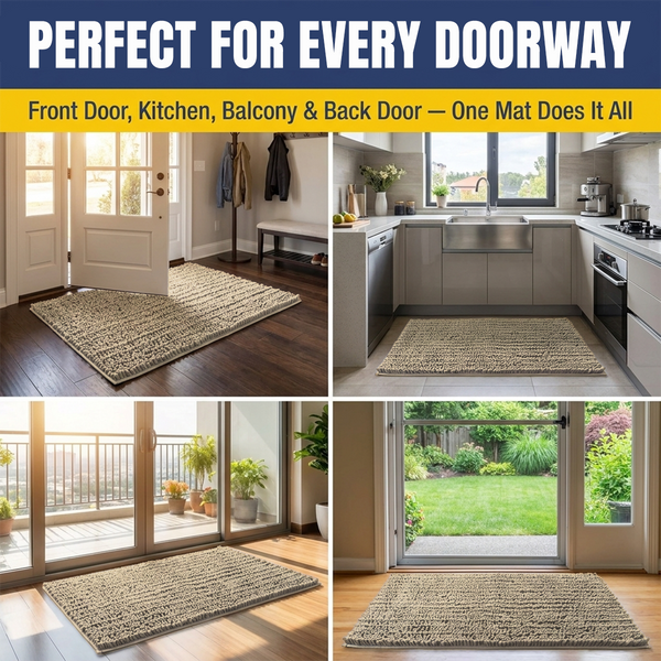 Muddy Mat® MudMax Dog Door Mat for Muddy Paws – Ultra Water Absorbing Mat Chenille Muddy Carpet® Soaks 5X Water, Microfiber Quick Dry, Slip Resistant Machine Washable Indoor Mat