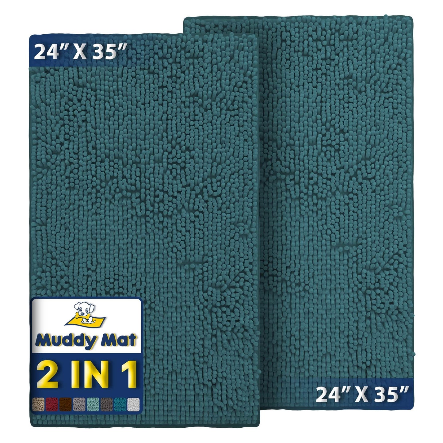 Muddy Mat® - Anti-Mud Dog Door Mat - Pack of 2 - 24" x 35"