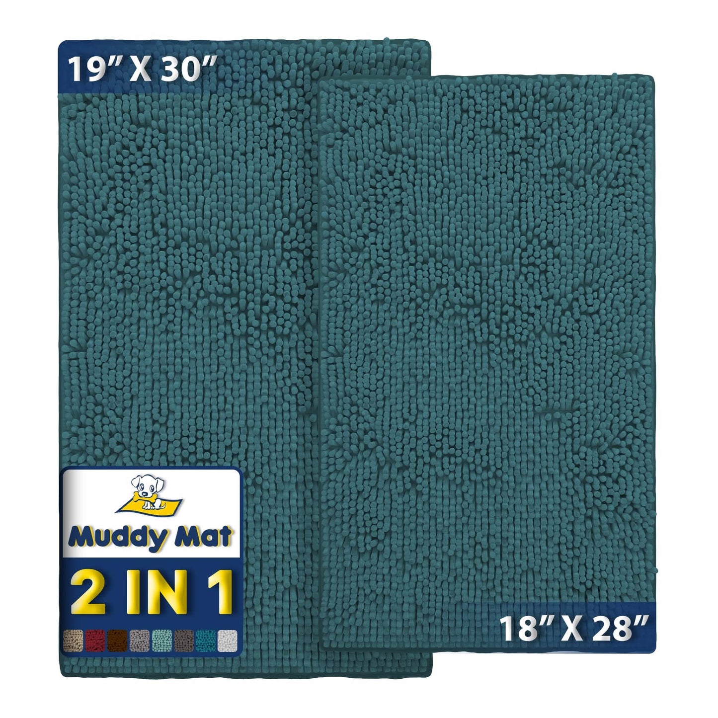 Muddy Mat® - Anti-Mud Dog Door Mat - Pack of 2 - 18" x 28" & 19" x 30"