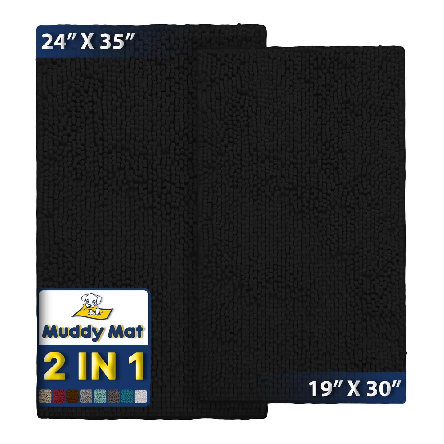 Muddy Mat® - Anti-Mud Dog Door Mat - Pack of 2 - 19" x 30" & 24" x 35"