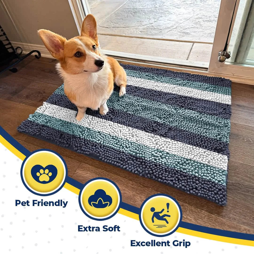 Muddy Mat® Horizontal Loop Design Super Absorbent Chenille Dog Door Mat for Muddy Paws – Non-Slip, Machine Washable Indoor Entry Rug, Quick-Dry Pet Mat for Entryway