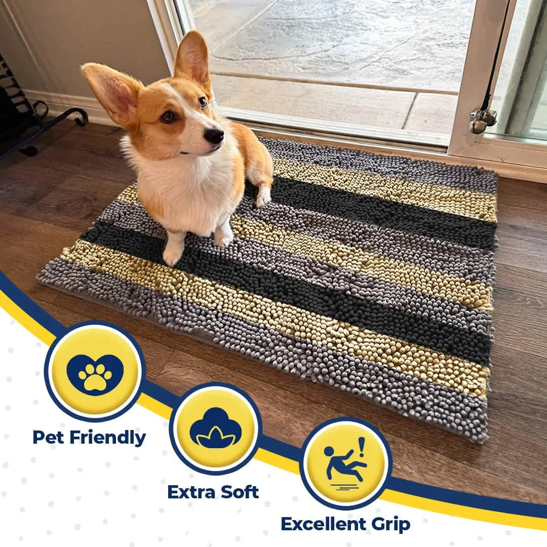 Muddy Mat® Horizontal Loop Design Super Absorbent Chenille Dog Door Mat for Muddy Paws – Non-Slip, Machine Washable Indoor Entry Rug, Quick-Dry Pet Mat for Entryway