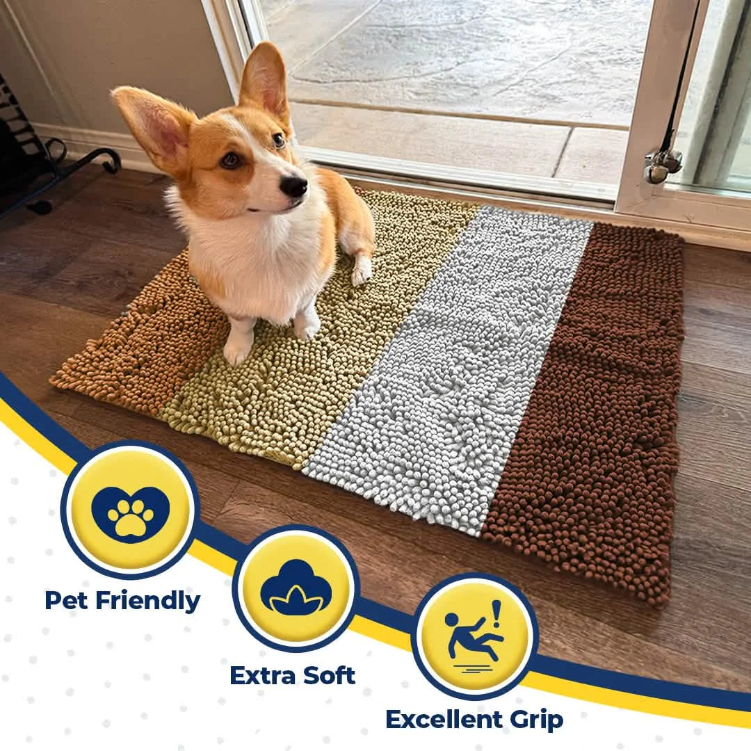 Muddy Mat® Vertical Loop Design Super Absorbent Chenille Dog Door Mat for Muddy Paws – Non-Slip, Machine Washable Indoor Entry Rug, Quick-Dry Pet Mat for Entryway