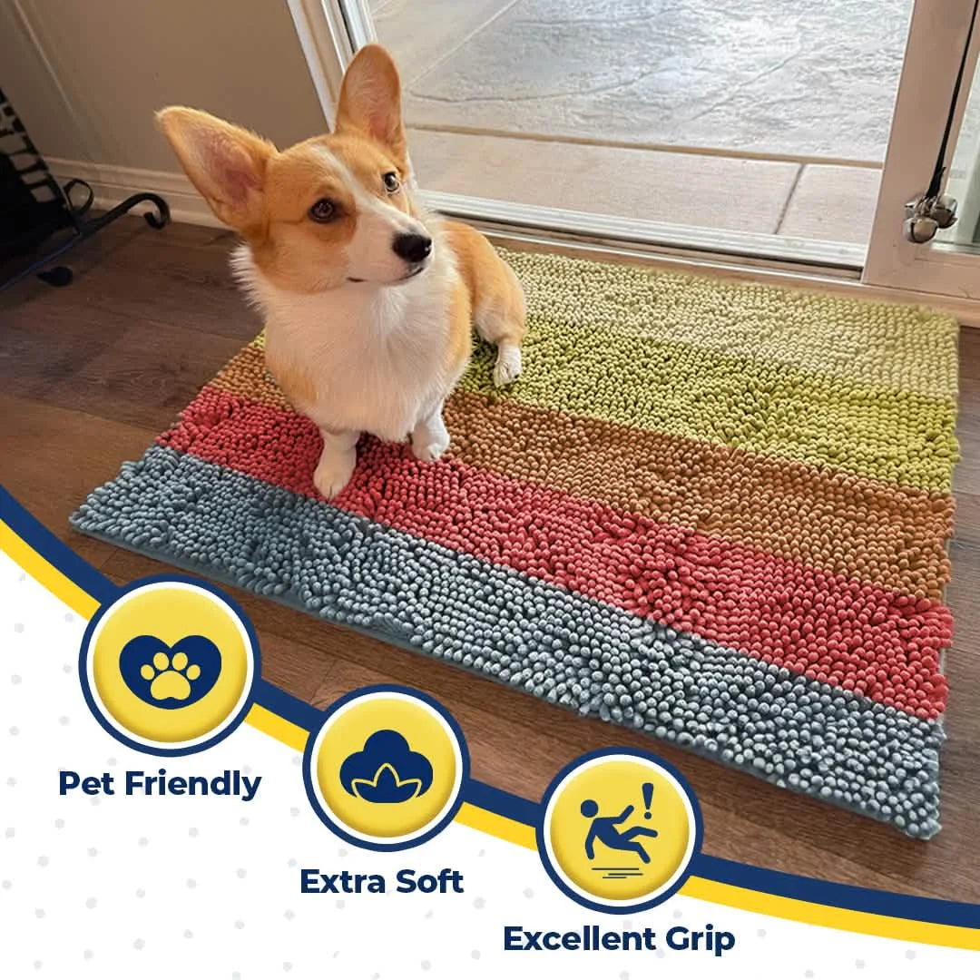 Muddy Mat® Horizontal Loop Design Super Absorbent Chenille Dog Door Mat for Muddy Paws – Non-Slip, Machine Washable Indoor Entry Rug, Quick-Dry Pet Mat for Entryway