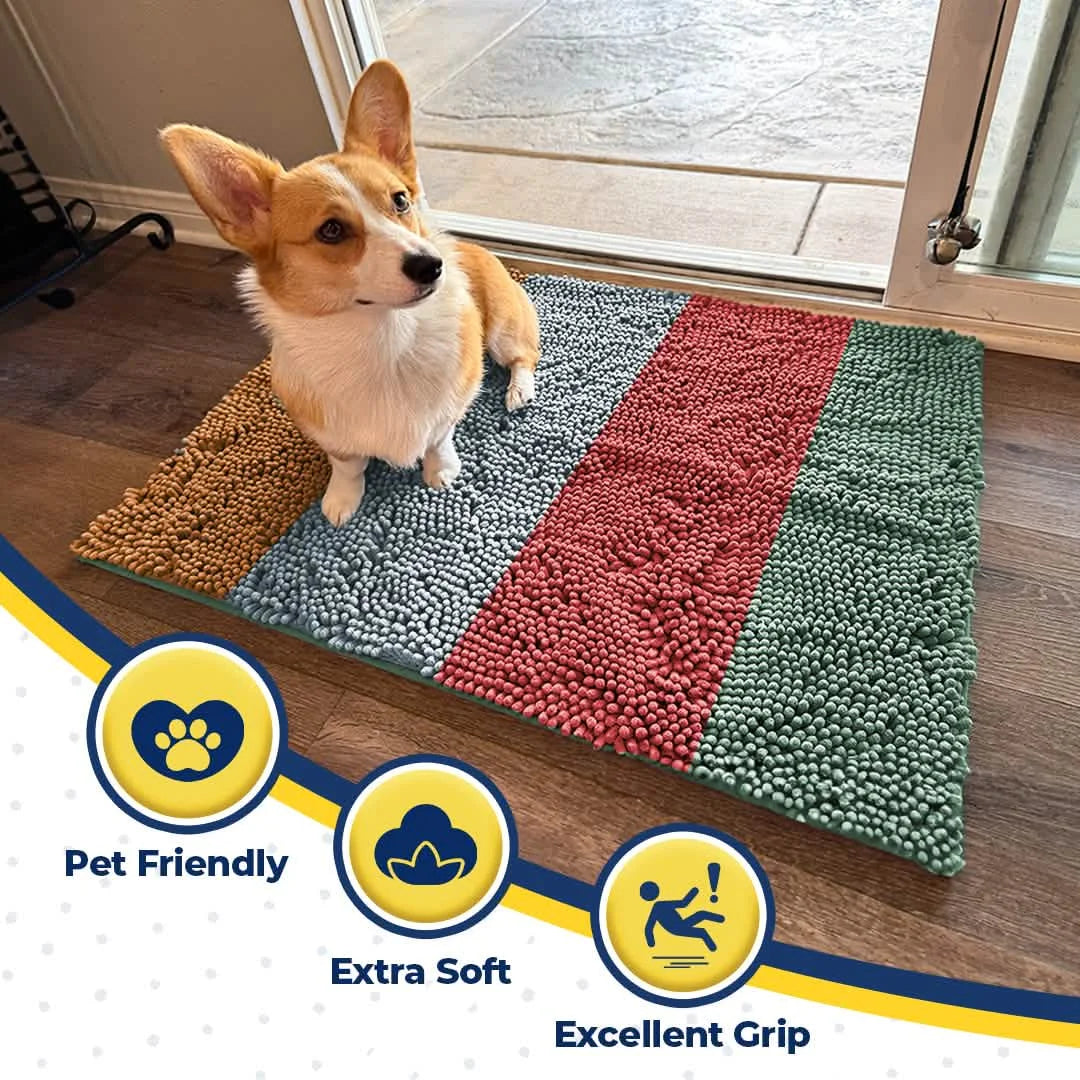 Muddy Mat® Vertical Loop Design Super Absorbent Chenille Dog Door Mat for Muddy Paws – Non-Slip, Machine Washable Indoor Entry Rug, Quick-Dry Pet Mat for Entryway