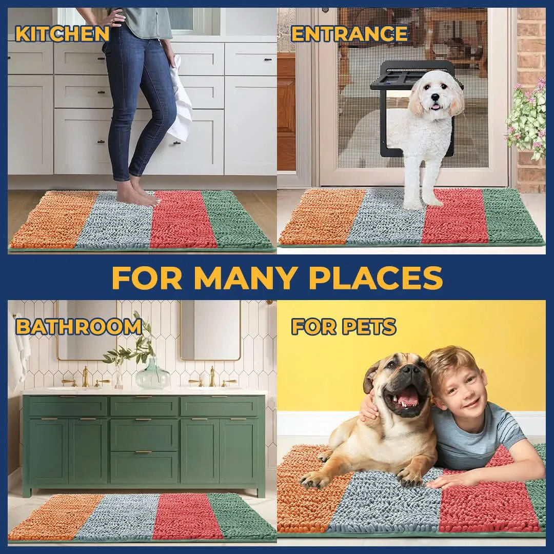 Muddy Mat® Vertical Loop Design Super Absorbent Chenille Dog Door Mat for Muddy Paws – Non-Slip, Machine Washable Indoor Entry Rug, Quick-Dry Pet Mat for Entryway