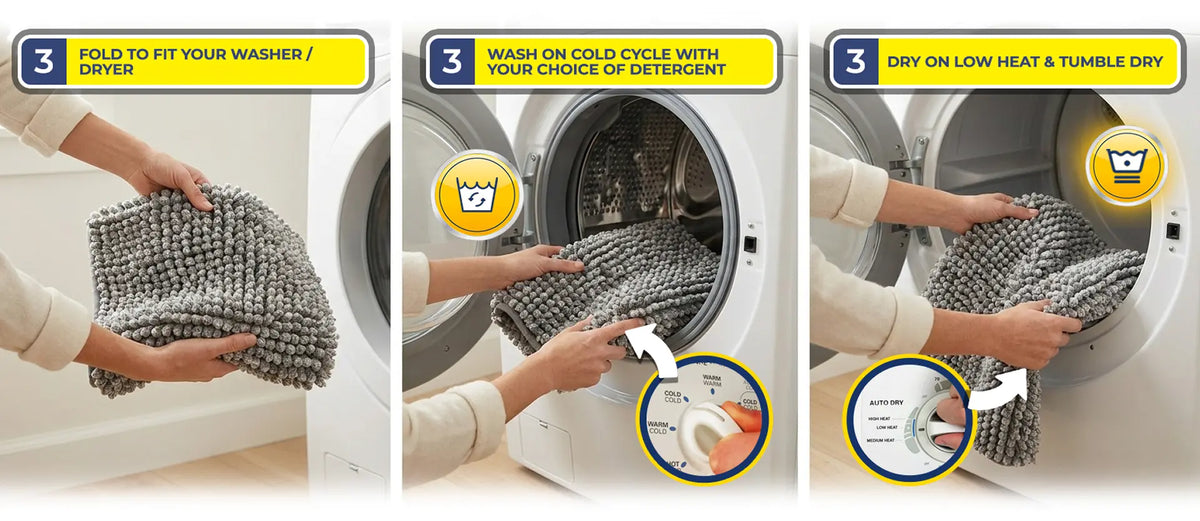 Finally, a bath mat you can toss in the wash
no stress, no damage