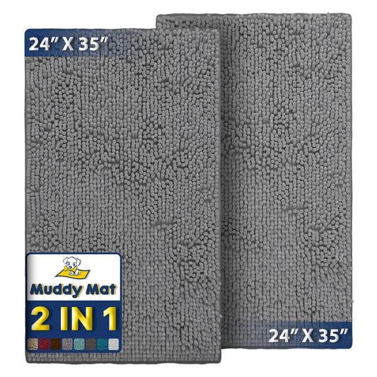 Muddy Mat® - Anti-Mud Dog Door Mat - Pack of 2 - 24" x 35"