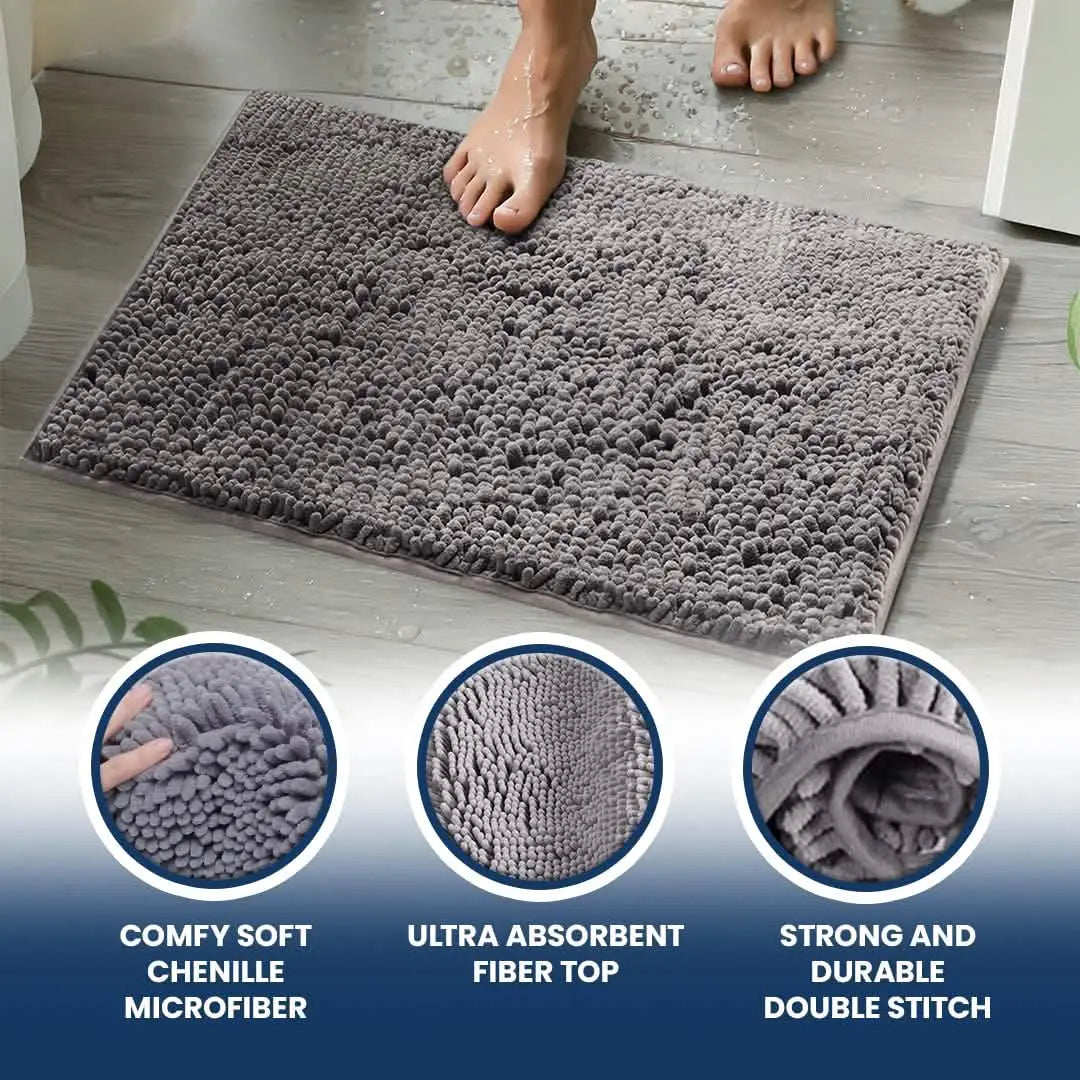 Muddy Mat® Bathroom Rugs set, Bath Mats (20”x30”) with U Shaped Toilet Mat (20”x20”)