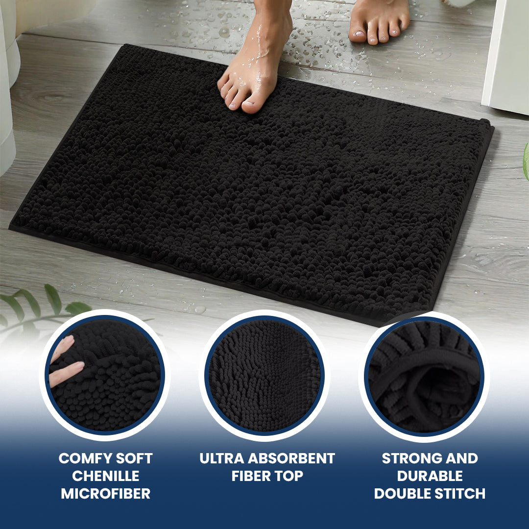 Muddy Mat® Bathroom Rugs set, Bath Mats (20”x30”) with U Shaped Toilet Mat (20”x20”)