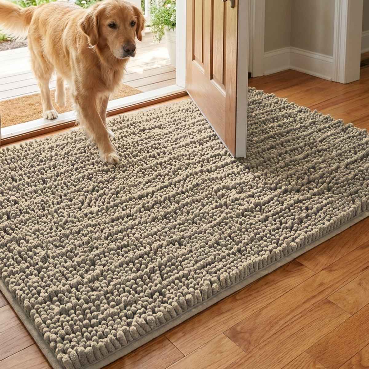 Muddy Mat® MudMax Dog Door Mat for Muddy Paws – Ultra Water Absorbing Mat Chenille Muddy Carpet® Soaks 5X Water, Microfiber Quick Dry, Slip Resistant Machine Washable Indoor Mat