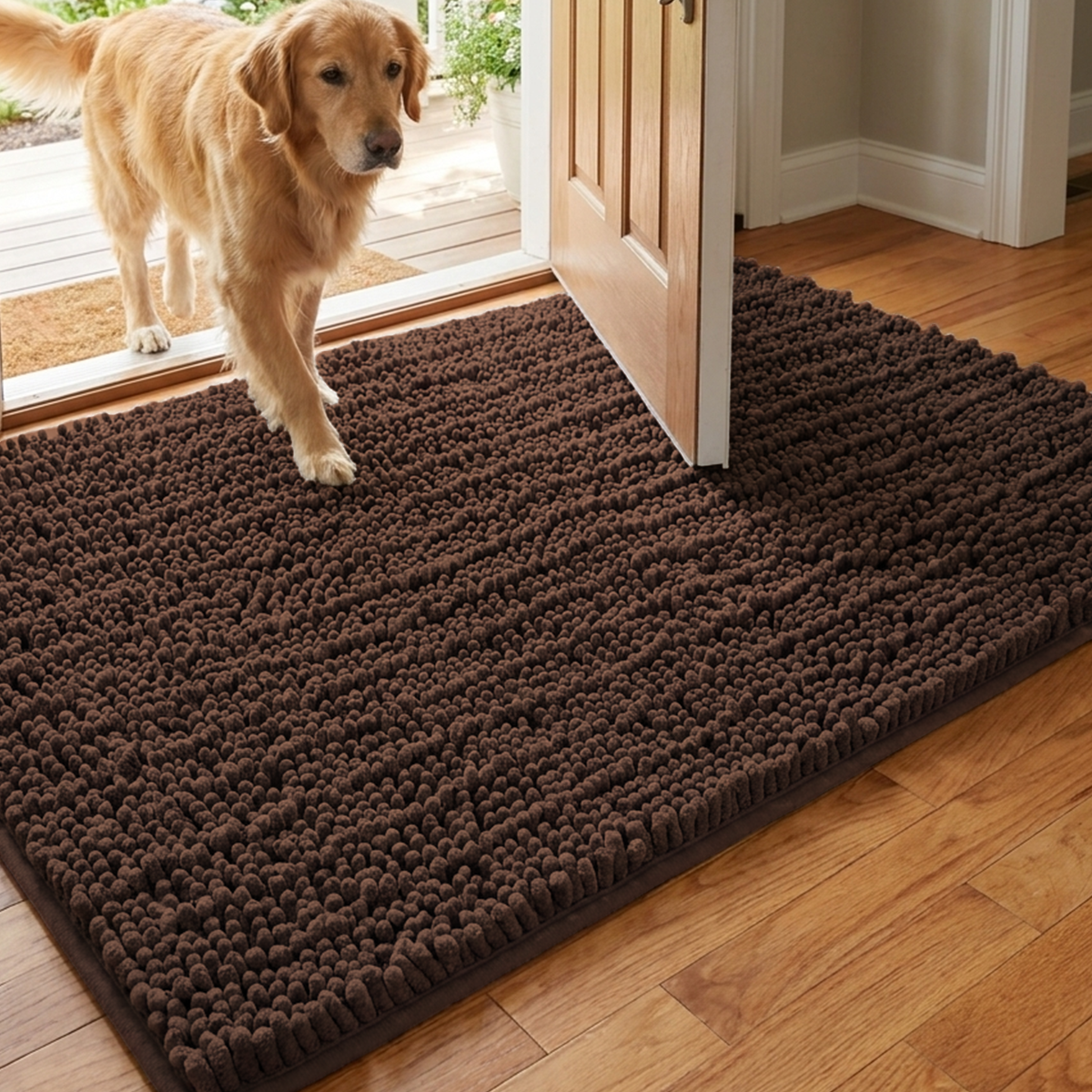 Muddy Mat® MudMax Dog Door Mat for Muddy Paws – Ultra Water Absorbing Mat Chenille Muddy Carpet® Soaks 5X Water, Microfiber Quick Dry, Slip Resistant Machine Washable Indoor Mat