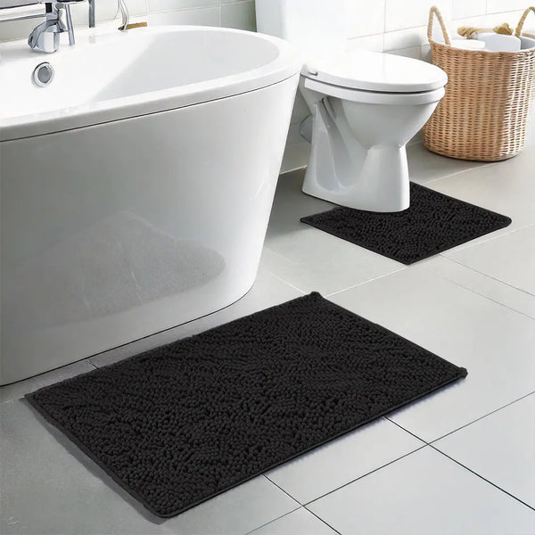Muddy Mat® Bathroom Rugs set, Bath Mats (20”x30”) with U Shaped Toilet Mat (20”x20”)