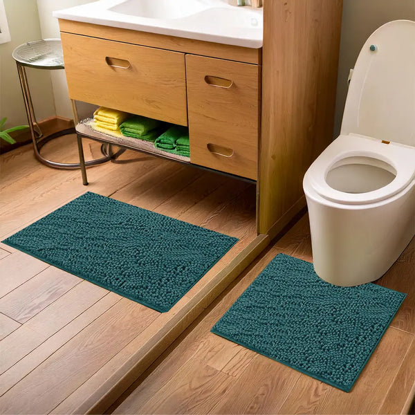 Muddy Mat® Bathroom Rugs set, Bath Mats (20”x30”) with U Shaped Toilet Mat (20”x20”)