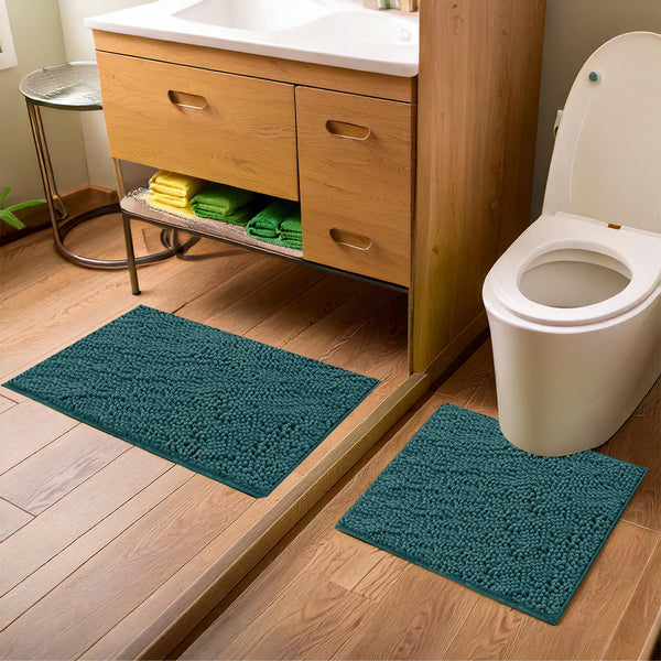 Muddy Mat® Bathroom Rugs set, Bath Mats (20”x30”) with U Shaped Toilet Mat (20”x20”)
