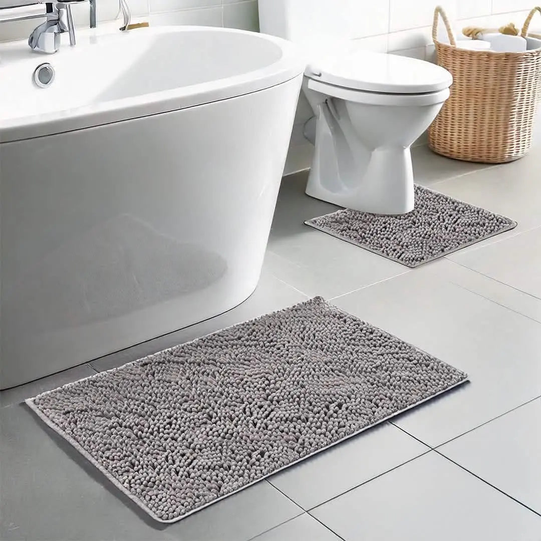 Muddy Mat® Bathroom Rugs set, Bath Mats (20”x30”) with U Shaped Toilet Mat (20”x20”)