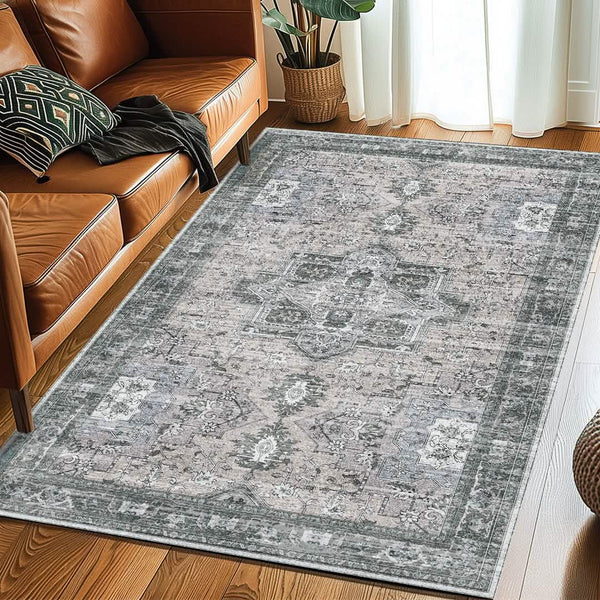 Muddy Mat® Blue Bell Washable Area Rugs for Living Room, Bedroom & Dining Room – Modern Soft Low Pile Non Slip Carpet – Pet Friendly Waterproof Foldable Rugs for Home