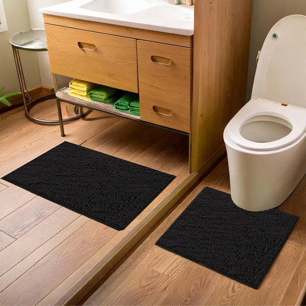 Muddy Mat® Bathroom Rugs set, Bath Mats (20”x30”) with U Shaped Toilet Mat (20”x20”)