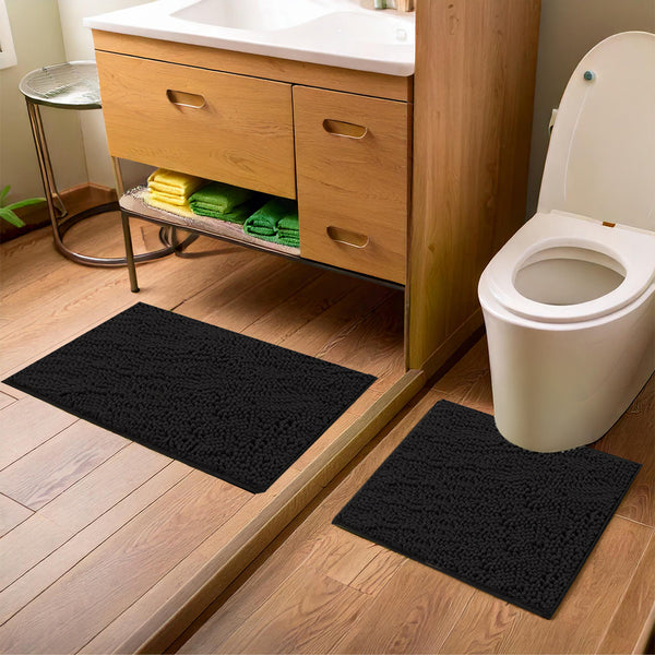 Muddy Mat® Bathroom Rugs set, Bath Mats (20”x30”) with U Shaped Toilet Mat (20”x20”)