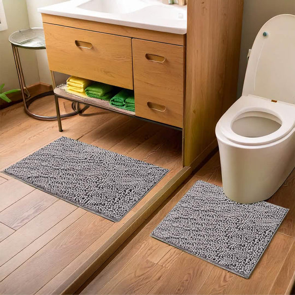 Muddy Mat® Bathroom Rugs set, Bath Mats (20”x30”) with U Shaped Toilet Mat (20”x20”)