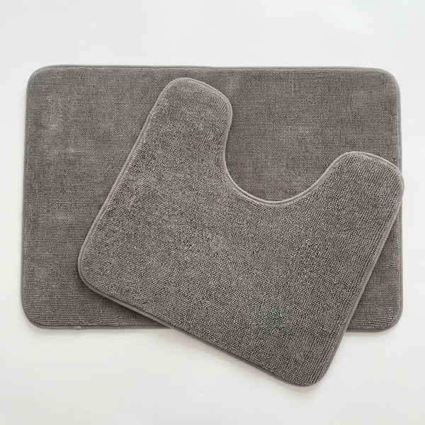 Muddy Mat® CloudStep Bathroom Rugs 2 Piece Set, Non Slip Bath Mats for Bathroom, Absorbent Memory Foam Chenille, Machine Washable Quick Dry Toilet Rug Set, 20"x30" + 20"x20" U-Shaped