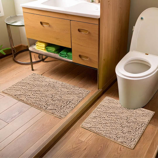 Muddy Mat® Bathroom Rugs set, Bath Mats (20”x30”) with U Shaped Toilet Mat (20”x20”)