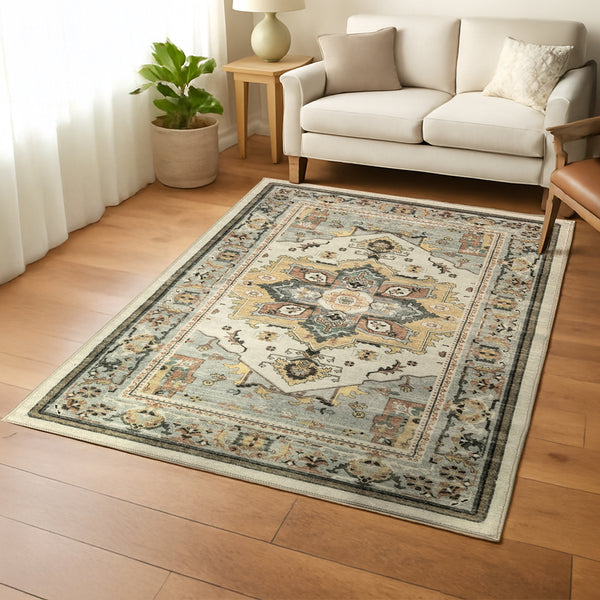 Muddy Mat® Floral Multicolor Boho Area Rug – Washable Area Rugs for Living Room, Bedroom & Dining Room – Modern Soft Low Pile Non Slip Carpet – Pet Friendly Waterproof Foldable Rugs for Home