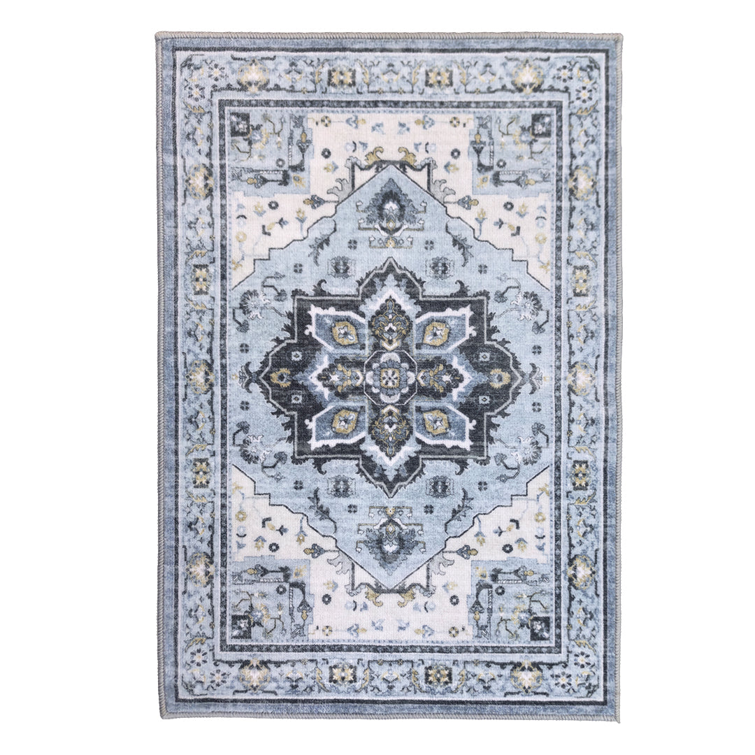 Muddy Mat® Azure Washable Area Rugs for Living Room, Bedroom & Dining Room – Modern Soft Low Pile Non Slip Carpet – Pet Friendly Waterproof Foldable Rugs for Home