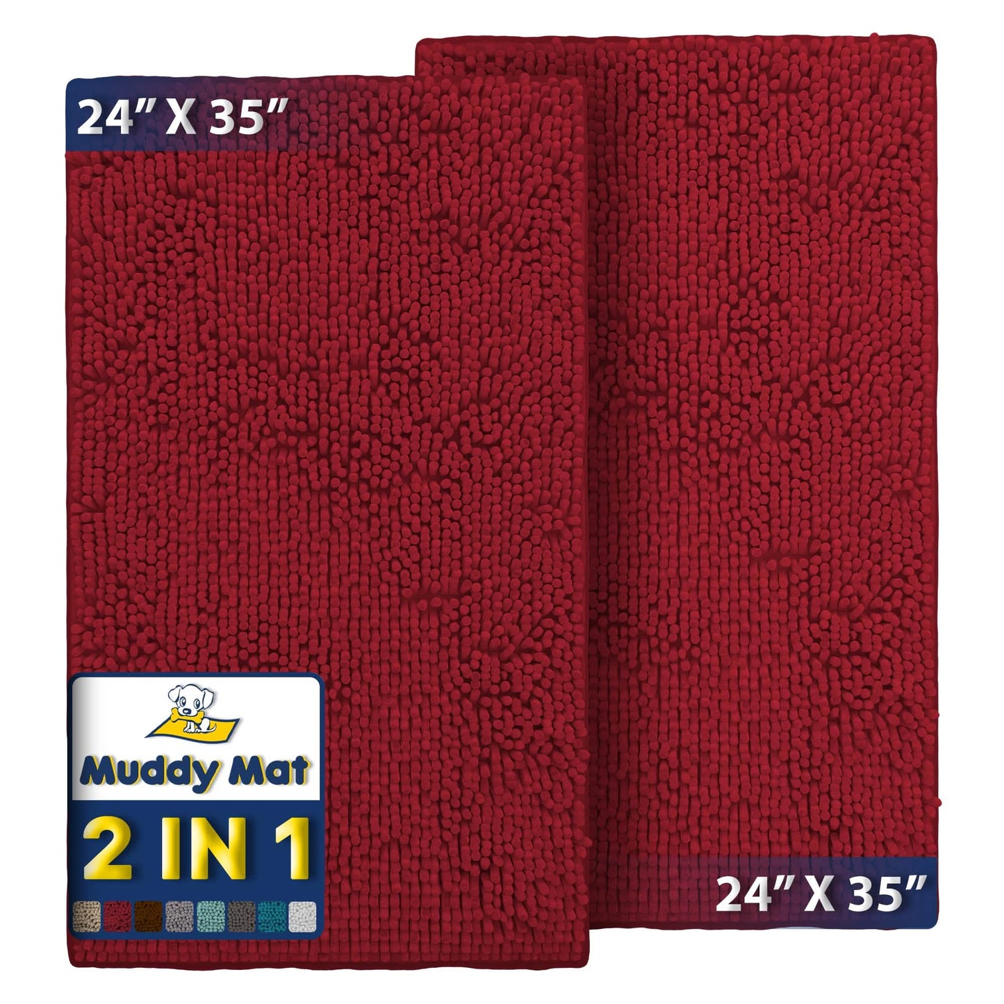 Muddy Mat® - Anti-Mud Dog Door Mat - Pack of 2 - 24" x 35"