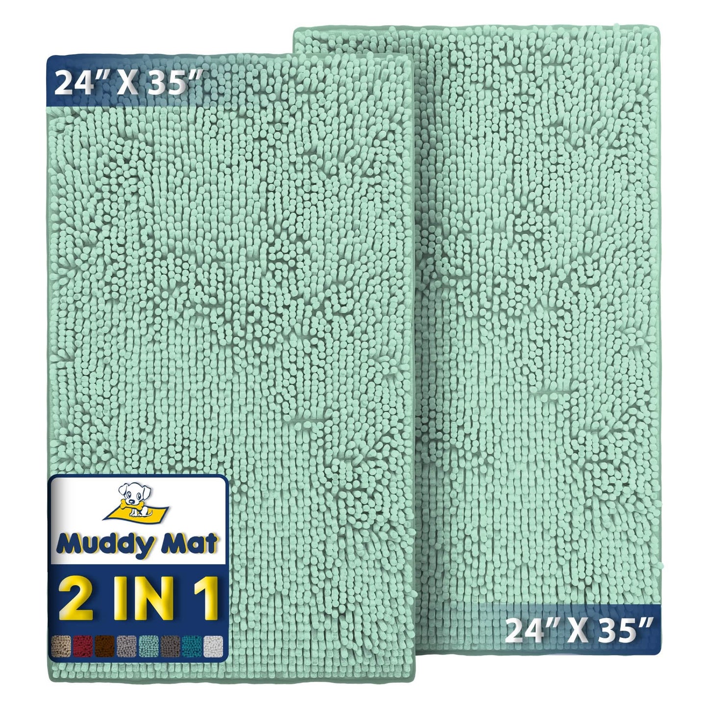 Muddy Mat® - Anti-Mud Dog Door Mat - Pack of 2 - 24" x 35"