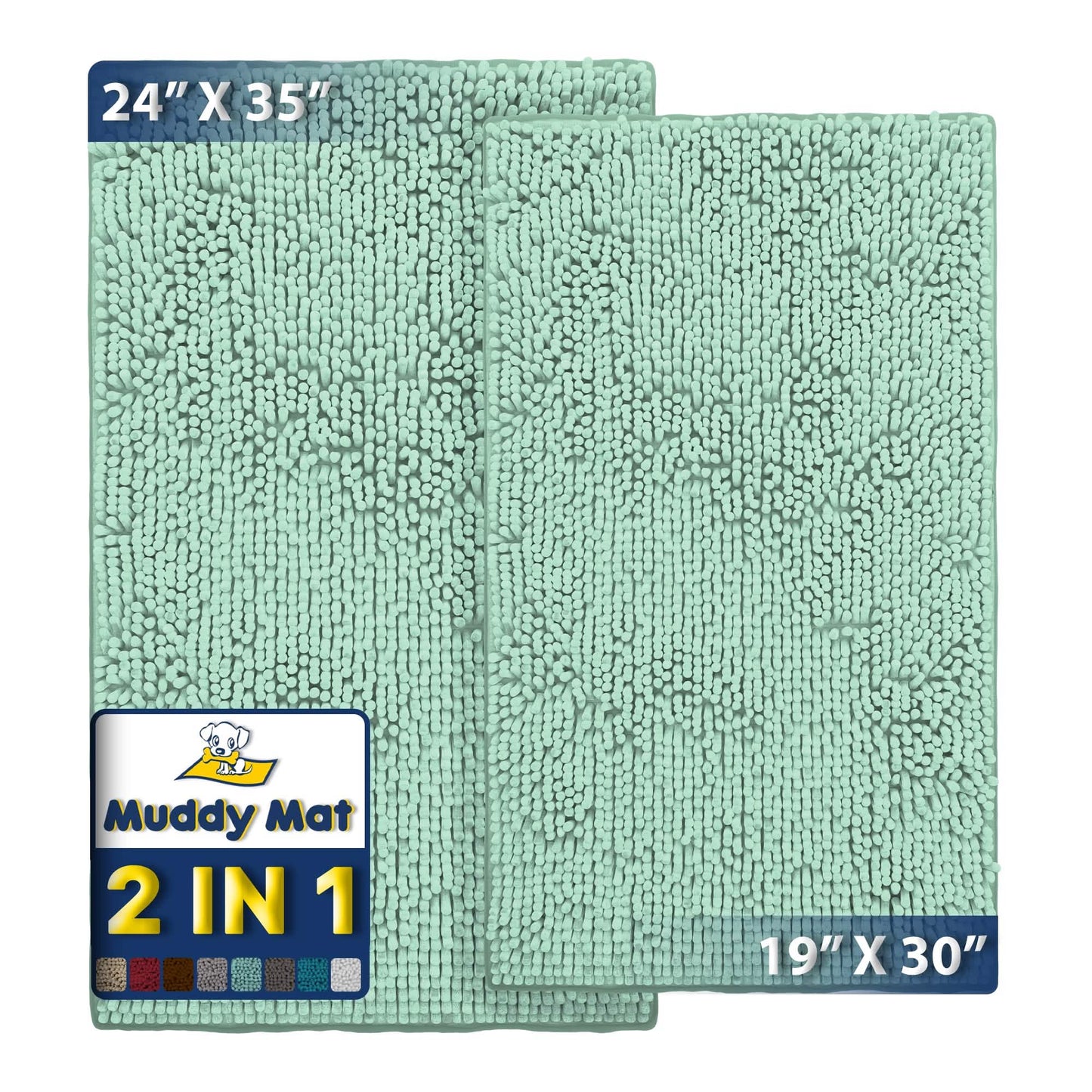 Muddy Mat® - Anti-Mud Dog Door Mat - Pack of 2 - 19" x 30" & 24" x 35"
