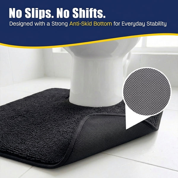 Muddy Mat® CloudStep Bathroom Rugs 2 Piece Set, Non Slip Bath Mats for Bathroom, Absorbent Memory Foam Chenille, Machine Washable Quick Dry Toilet Rug Set, 20"x30" + 20"x20" U-Shaped