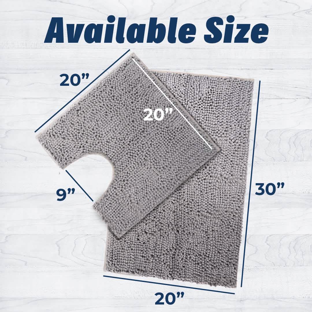 Muddy Rags Muddy Mat® Bathroom Rugs set, Bath Mats (20”x30”) with U Shaped Toilet