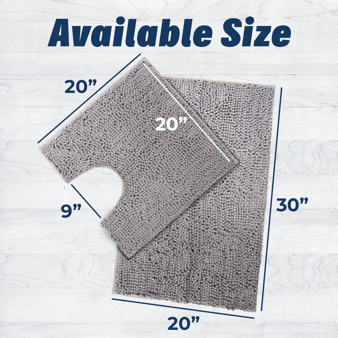 Muddy Mat® Bathroom Rugs set, Bath Mats (20”x30”) with U Shaped Toilet Mat (20”x20”)