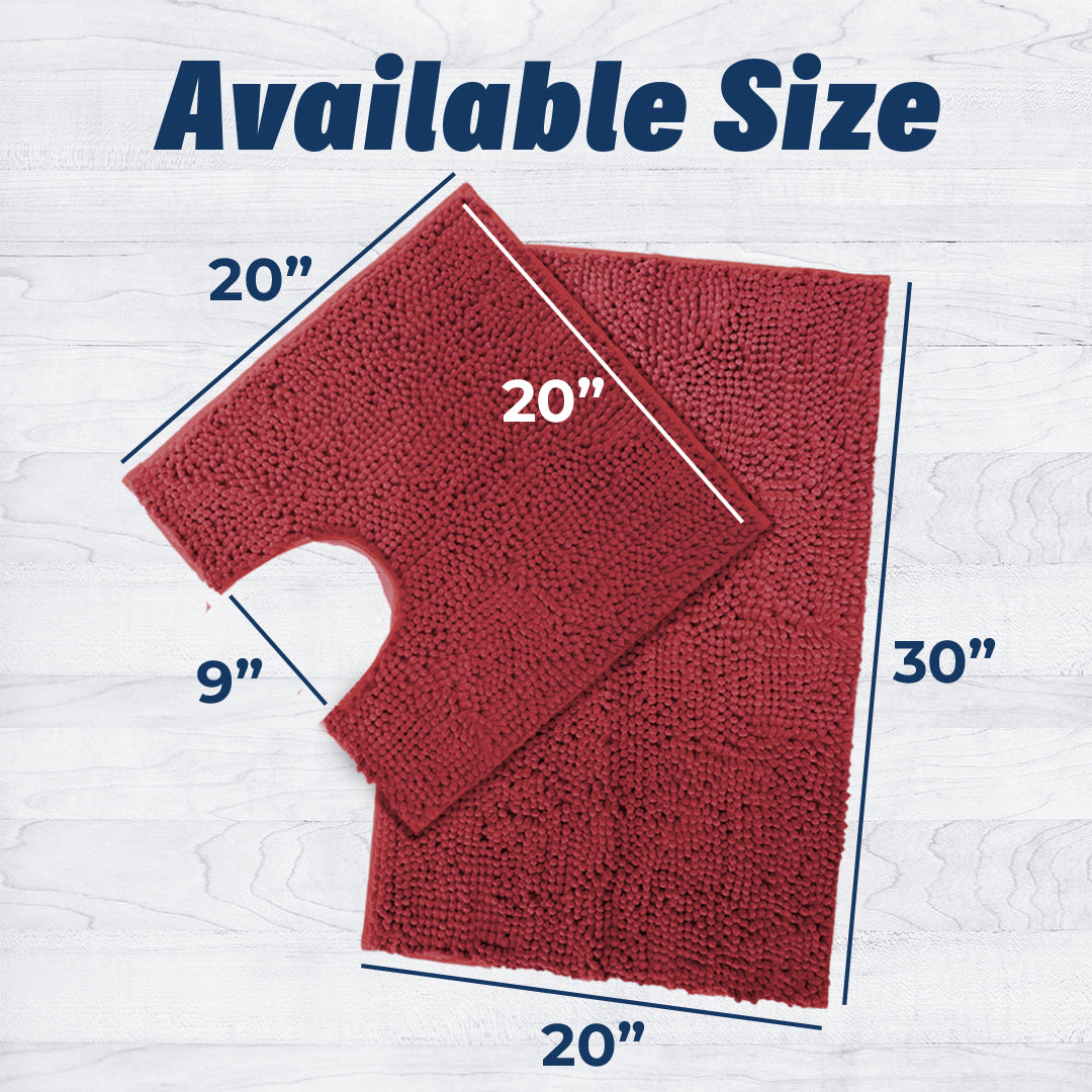 Muddy Mat® Bathroom Rugs set, Bath Mats (20”x30”) with U Shaped Toilet Mat (20”x20”)