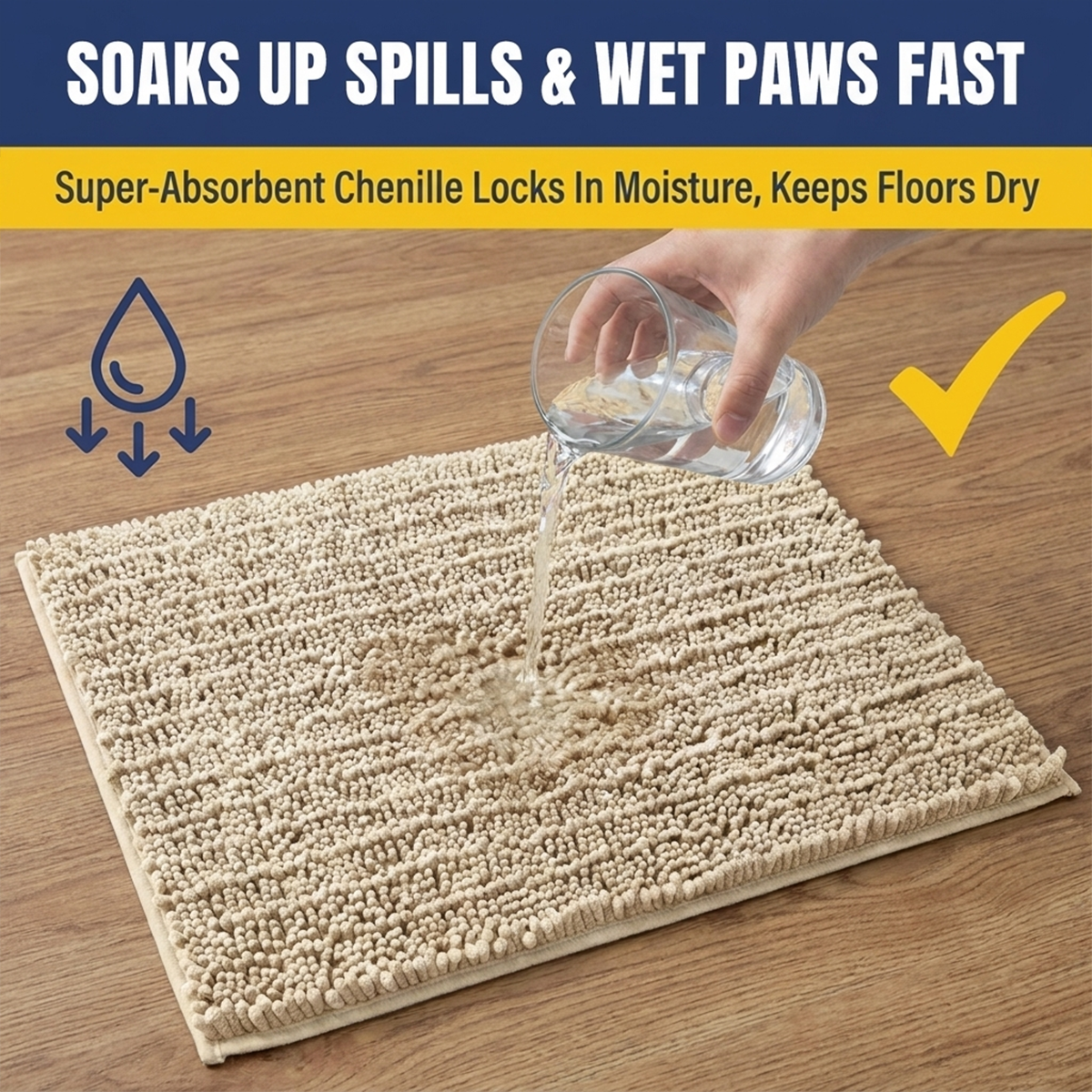 Muddy Mat® MudMax Dog Door Mat for Muddy Paws – Ultra Water Absorbing Mat Chenille Muddy Carpet® Soaks 5X Water, Microfiber Quick Dry, Slip Resistant Machine Washable Indoor Mat