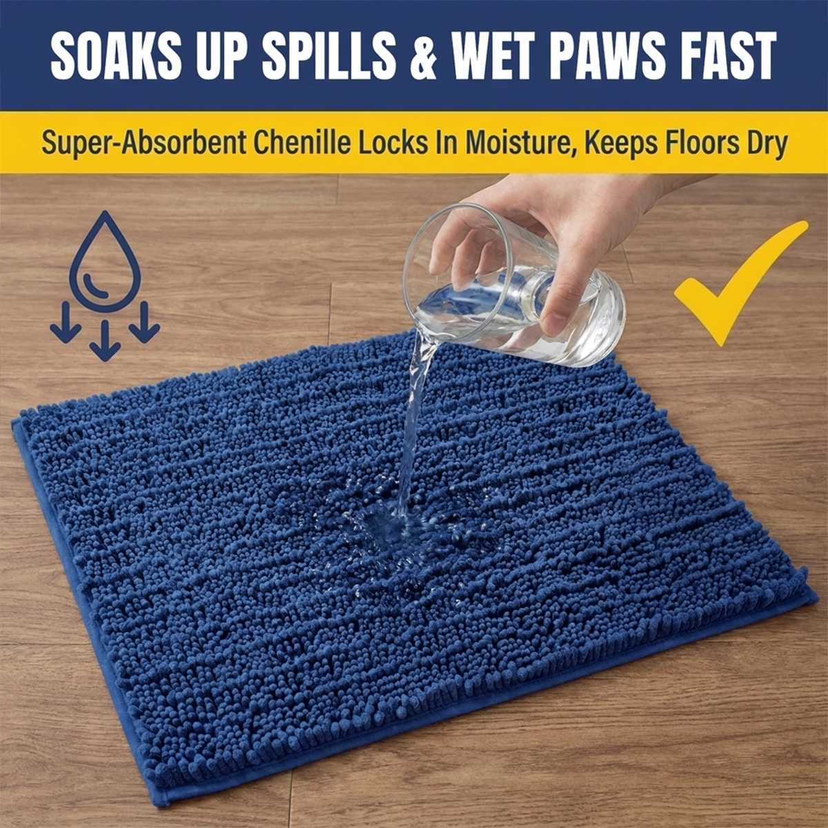 Muddy Mat® MudMax Dog Door Mat for Muddy Paws – Ultra Water Absorbing Mat Chenille Muddy Carpet® Soaks 5X Water, Microfiber Quick Dry, Slip Resistant Machine Washable Indoor Mat
