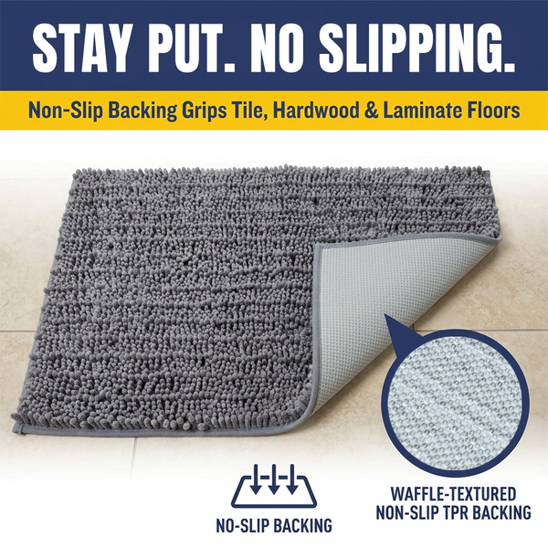 Muddy Mat® MudMax Dog Door Mat for Muddy Paws – Ultra Water Absorbing Mat Chenille Muddy Carpet® Soaks 5X Water, Microfiber Quick Dry, Slip Resistant Machine Washable Indoor Mat