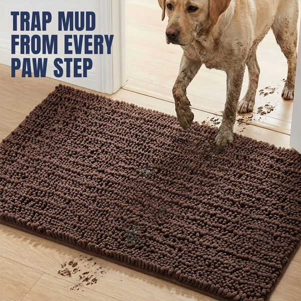 Muddy Mat® MudMax Dog Door Mat for Muddy Paws – Ultra Water Absorbing Mat Chenille Muddy Carpet® Soaks 5X Water, Microfiber Quick Dry, Slip Resistant Machine Washable Indoor Mat