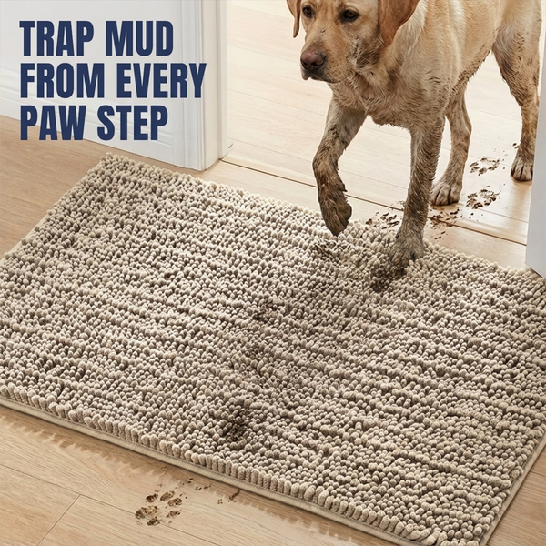 Muddy Mat® MudMax Dog Door Mat for Muddy Paws – Ultra Water Absorbing Mat Chenille Muddy Carpet® Soaks 5X Water, Microfiber Quick Dry, Slip Resistant Machine Washable Indoor Mat