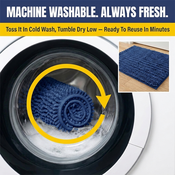 Muddy Mat® MudMax Dog Door Mat for Muddy Paws – Ultra Water Absorbing Mat Chenille Muddy Carpet® Soaks 5X Water, Microfiber Quick Dry, Slip Resistant Machine Washable Indoor Mat