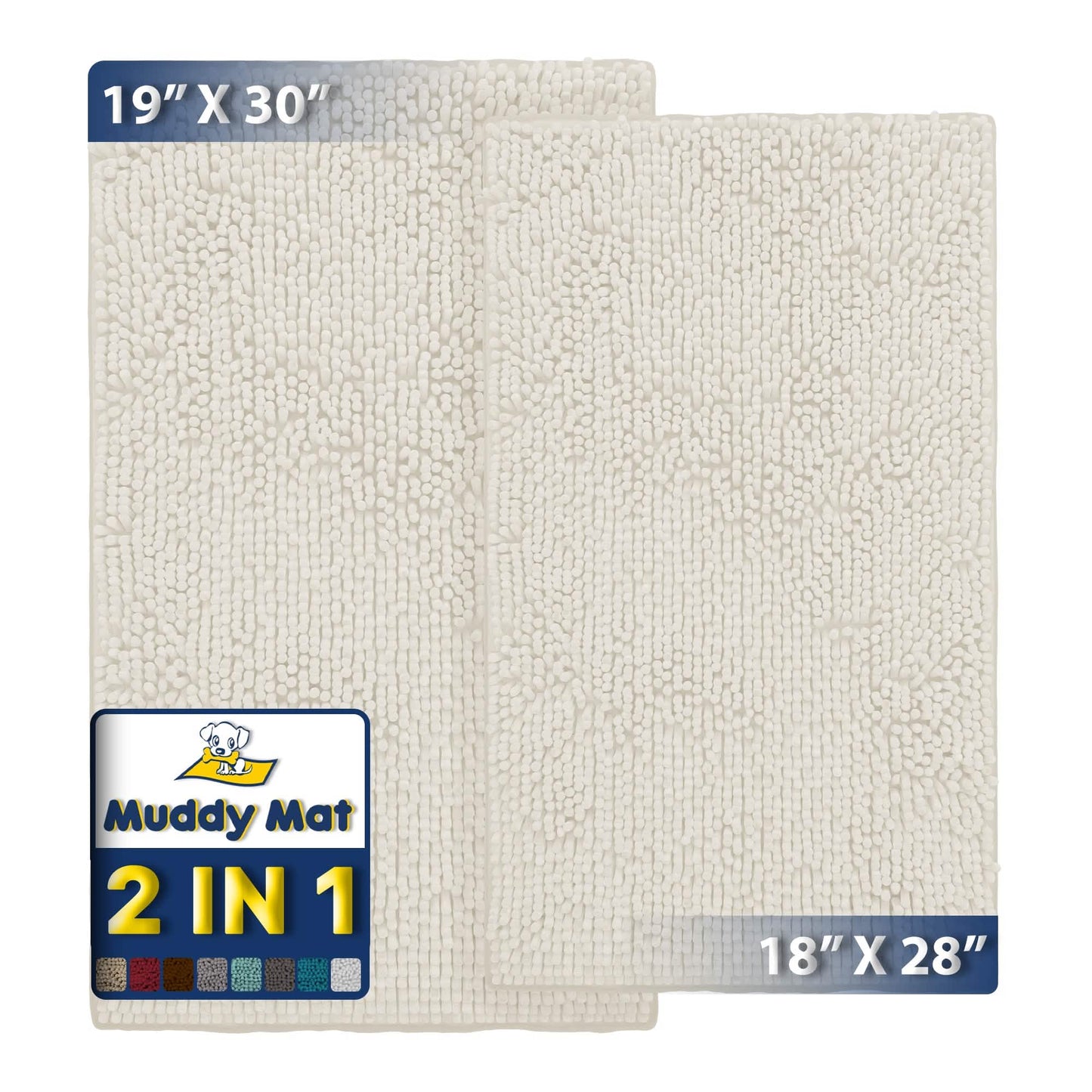 Muddy Mat® - Anti-Mud Dog Door Mat - Pack of 2 - 18" x 28" & 19" x 30"