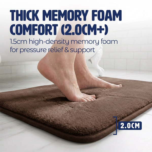 Muddy Mat® Memory Foam Bath Mat – Velvet Soft Non Slip Bathroom Rugs, Thick Absorbent Bath Rugs, Washable Bath Mat for Bathroom Floor and Shower