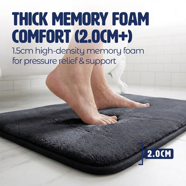 Muddy Mat® Memory Foam Bath Mat – Velvet Soft Non Slip Bathroom Rugs, Thick Absorbent Bath Rugs, Washable Bath Mat for Bathroom Floor and Shower