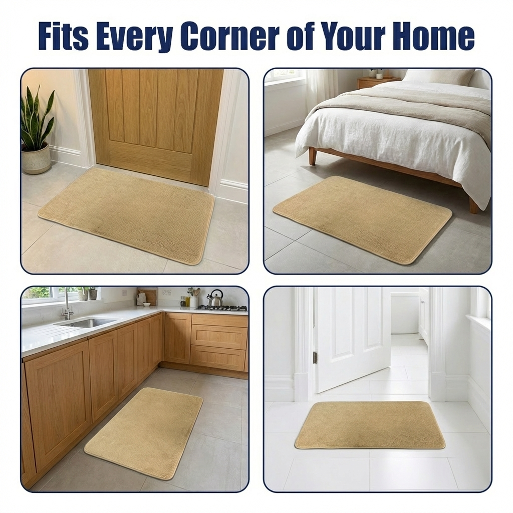 Muddy Mat® CloudStep Bathroom Rugs, Non Slip Bath Mats for Bathroom, Super Absorbent Memory Foam Chenille, Quick Dry Machine Washable Thick Toilet Rug for Shower Tub and Floor