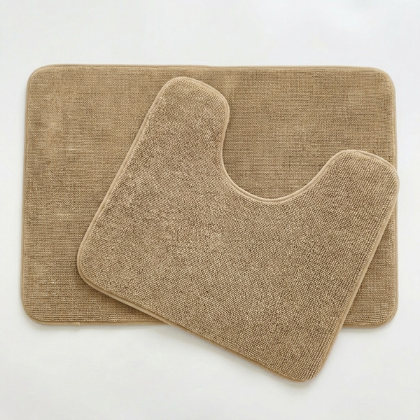 Muddy Mat® CloudStep Bathroom Rugs 2 Piece Set, Non Slip Bath Mats for Bathroom, Absorbent Memory Foam Chenille, Machine Washable Quick Dry Toilet Rug Set, 20"x30" + 20"x20" U-Shaped