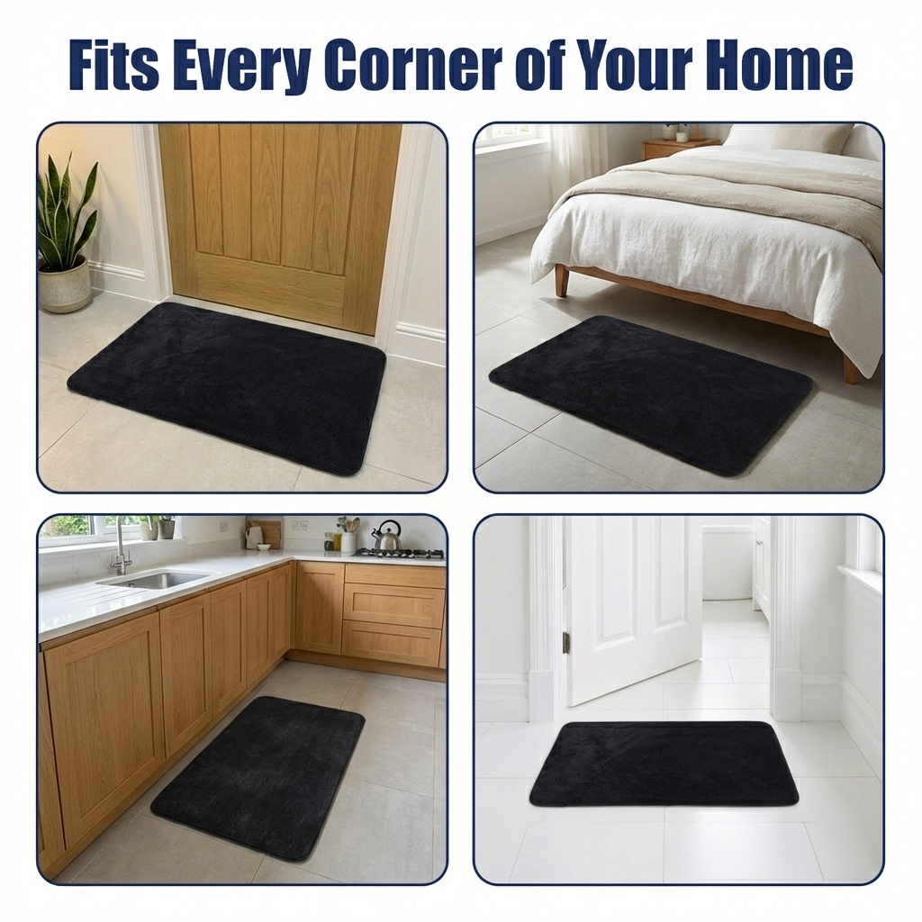 Muddy Mat® CloudStep Bathroom Rugs 2 Piece Set, Non Slip Bath Mats for Bathroom, Absorbent Memory Foam Chenille, Machine Washable Quick Dry Toilet Rug Set, 20"x30" + 20"x20" U-Shaped