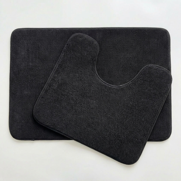 Muddy Mat® CloudStep Bathroom Rugs 2 Piece Set, Non Slip Bath Mats for Bathroom, Absorbent Memory Foam Chenille, Machine Washable Quick Dry Toilet Rug Set, 20"x30" + 20"x20" U-Shaped